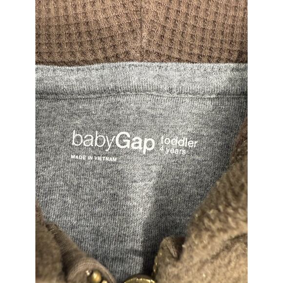 babyGap Toddler 4yrs Brown Fleece Zip Hoodie M Grey GAP Logo Fleece Lined EUC - Picture 2 of 6